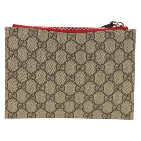 GUCCI GG Supreme Accessory Pouch PVC Beige 457233 Auth 148206V - Picture 3 of 15